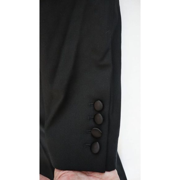 Helmut Lang L09HW203 Women's Sz 2 / US XS Black Stretch Wool Tuxedo Romper $595+ - Picture 4 of 11